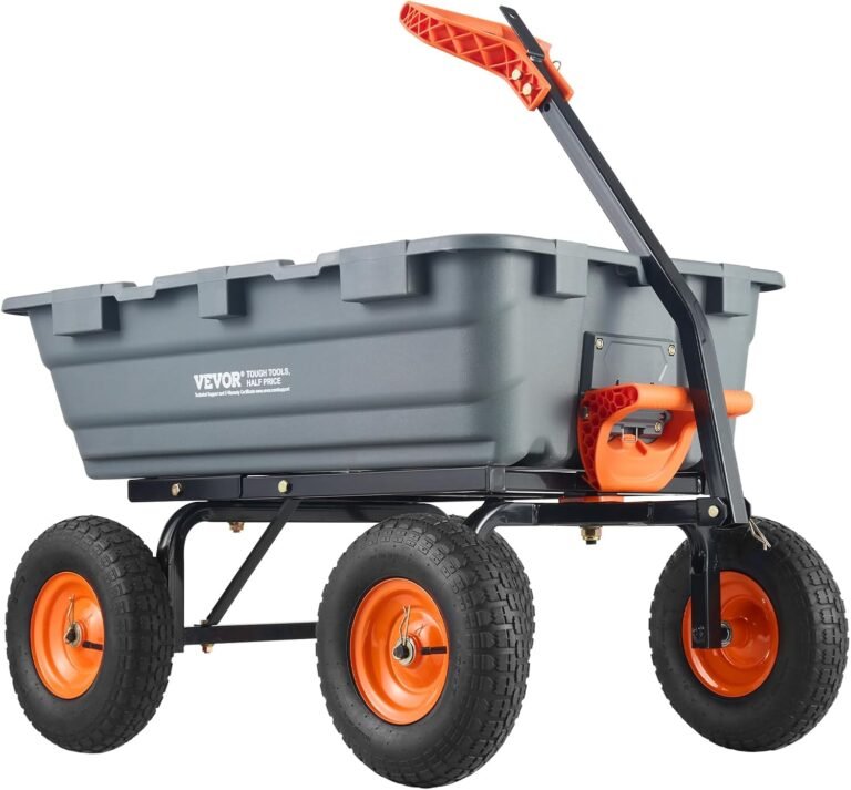 VEVOR 1200lbs 7Cu.Ft. Garden Dump Cart with 2-in-1 Convertible Handle and 13in All Terrain Wheels 7 71tDaeine L. AC SL1500 Great At Home