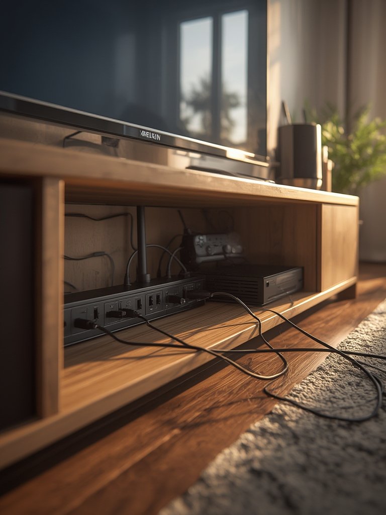 power strip with 12 outlets and flat plug in use