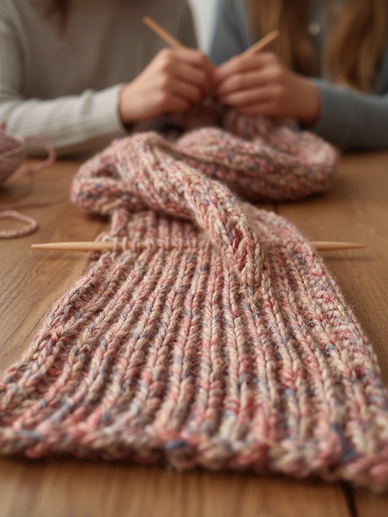 scarf kit for kids, finished scarf with functional pocket, beginner knitting supplies