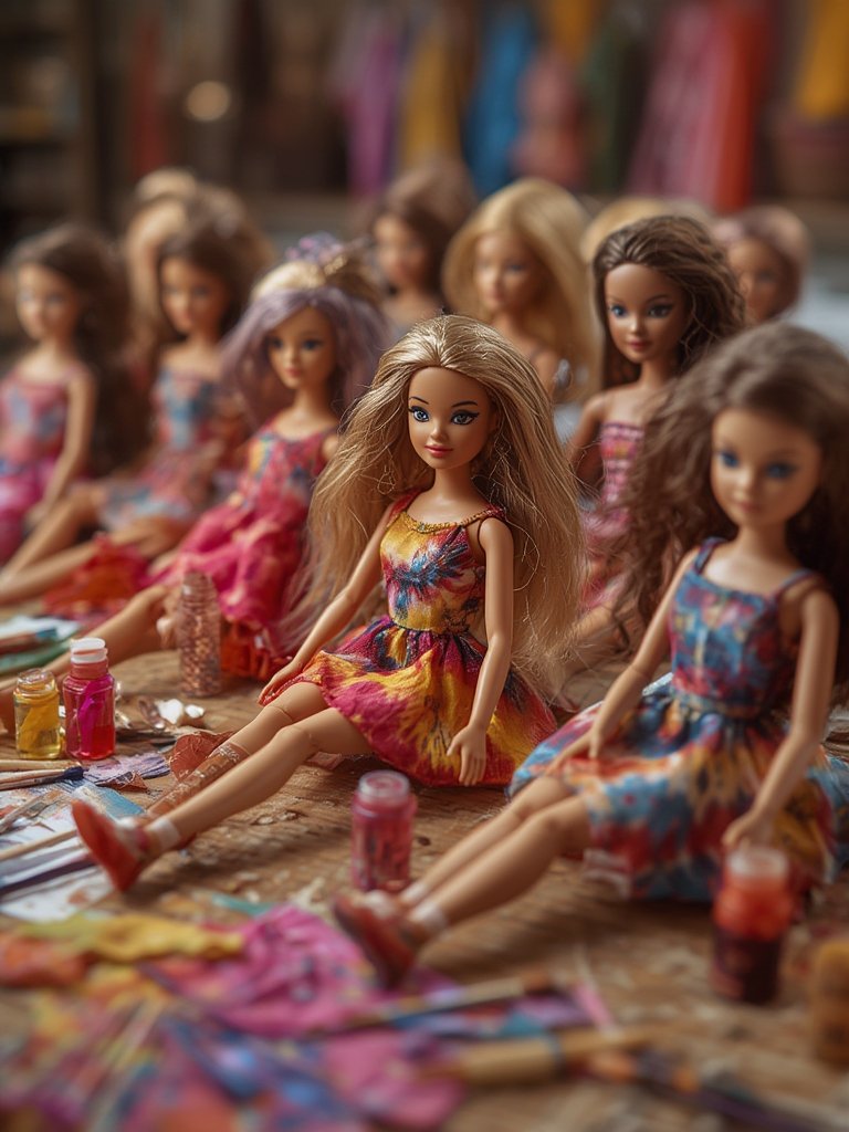 tie dye marker blending on barbie kit fashion dress